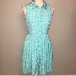 SOLD- Light Teal Polka Dot Dress